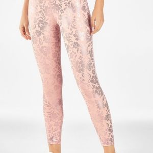 Fabletics 7/8 leggings pink foil floral